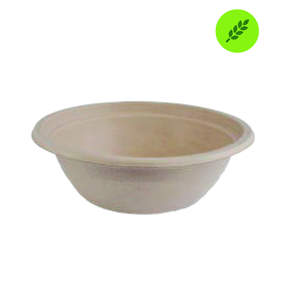 BOWL BIODEGRADABLE COMPOSTABLE BAGAZO DE TRIGO 24OZ. BIORANGE 500 PZ.