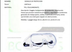 Ficha Técnica Gogles de Protección